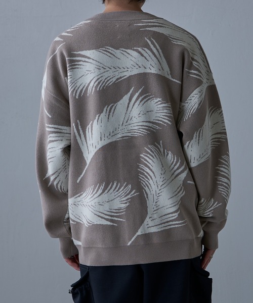 Lui's（ルイス）の「フェザー柄ジャガードニットカーディガン（カーディガン/ボレロ・メンズ・ライトグレー/ブラック/グリーン・M/S）」の22枚目の写真