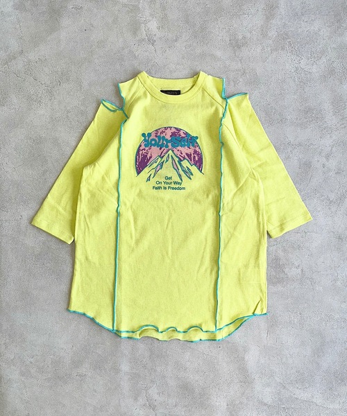 BIG FIELD（ビッグフィールド）の「ナガソデ肩あきワンピース（90～150cm）（ワンピース・キッズ・レモンイエロー/ライトグレー/チャコール・110/120/130/150/100/140/90）」の5枚目の写真