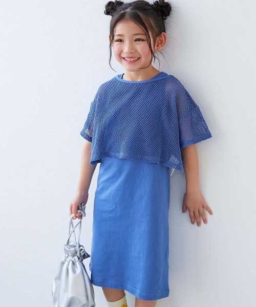 devirock（デビロック）の「【セットアップ】メッシュTシャツ＆アメスリワンピース（ワンピース・キッズ・イエロー系1/ブルー系7/ブラック/グレー系1/ライトグレー/ピンク系/ブルー・100cm/160cm/150cm/140cm/130cm/120cm/110cm）」の4枚目の写真