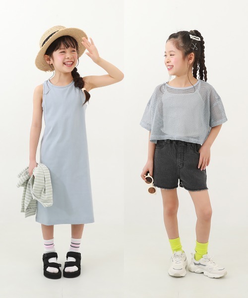 devirock（デビロック）の「【セットアップ】メッシュTシャツ＆アメスリワンピース（ワンピース・キッズ・イエロー系1/ブルー系7/ブラック/グレー系1/ライトグレー/ピンク系/ブルー・100cm/160cm/150cm/140cm/130cm/120cm/110cm）」の12枚目の写真