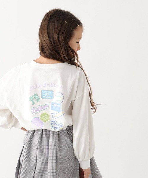 GLOBAL WORK（グローバルワーク）の「ヘビロッTEEモチーフワイド/991382（Tシャツ/カットソー・キッズ・グレー/ホワイト系8/ホワイト系6/ホワイト系5/ホワイト系7/サックスブルー/チャコール・130cm/150cm/120cm/140cm/160cm/170cm）」の4枚目の写真