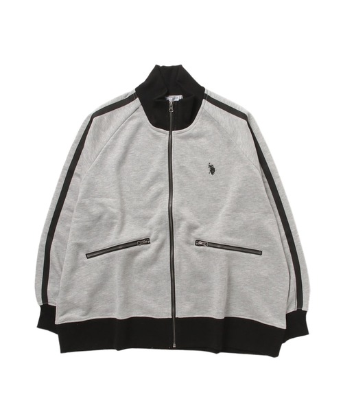 U.S. POLO ASSN.(ユーエスポロアッスン)の「U.S. POLO ASSN. / ユーエスポロアッスン 別注 コラボ オーバーサイズ フルジップ ラグランスリーブ トラック トラックジャケット / ブルゾン(ブルゾン・メンズ・杢グレー/グレイッシュベージュ/ブラック・LARGE/MEDIUM/SMALL)」の4枚目の写真