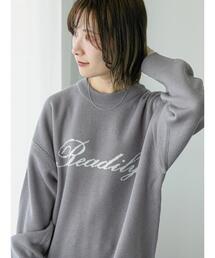 Samansa Mos2 blue | アソートロゴニットプルオーバー(ニット/セーター)