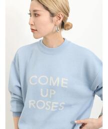 Samansa Mos2 blue | アソートロゴニットプルオーバー(ニット/セーター)