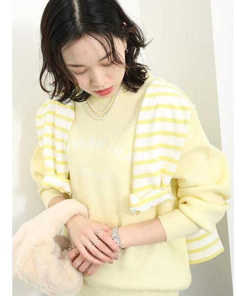 Samansa Mos2 blue（サマンサモスモスブルー）の「アソートロゴニットプルオーバー（ニット/セーター・レディース・グレー/イエロー/ネイビー/オフホワイト/ブルー・F）」の15枚目の写真