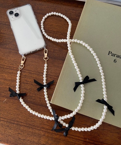 Me%（ミィパーセント）の「【ストラップシート付き】リボンモバイルストラップ　996436（スマホグッズ・レディース・アイボリー/グレー・FREE）」の5枚目の写真