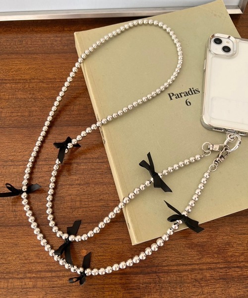 Me%（ミィパーセント）の「【ストラップシート付き】リボンモバイルストラップ　996436（スマホグッズ・レディース・アイボリー/グレー・FREE）」の8枚目の写真