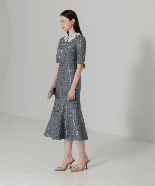 Leja ビジュー付きスパンコールマーメイドワンピース　オケージョン　結婚式 LEJA】スパンコールビジューボレロマーメイドドレスワンピース2
