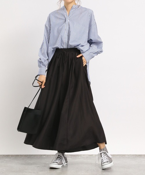 GLOBAL WORK Smile Seed Store（グローバルワーク スマイルシードストア）の「ギャザーフレアイージーパンツ/176127（その他パンツ・レディース・ブルー系その他6/グレー系その他2/チェック/チャコール/グレー系その他/ブラック・LARGE/X-LARGE/MEDIUM/SMALL）」の14枚目の写真