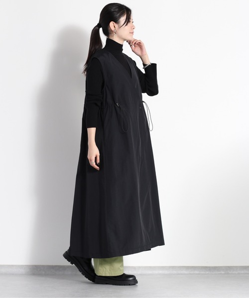 cepo(セポ)の「ハイネックドロストショートブルゾン+ロングジレ 3WAYレイヤーコート(セットアップ・レディース・ブラック/オフホワイト・M)」の6枚目の写真