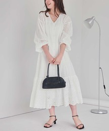 コットン刺繍レースワンピース