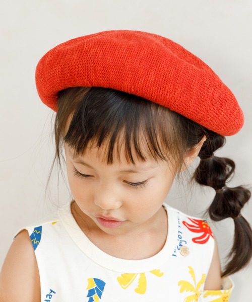 MAKE YOUR DAY(メイクユアデイ)の「サマーニットベレー帽(ハンチング/ベレー帽・キッズ・オレンジ/ブラック/ベージュ・56/54/52/50)」の3枚目の写真