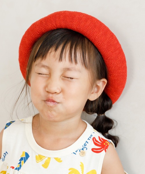 MAKE YOUR DAY(メイクユアデイ)の「サマーニットベレー帽(ハンチング/ベレー帽・キッズ・オレンジ/ブラック/ベージュ・56/54/52/50)」の14枚目の写真