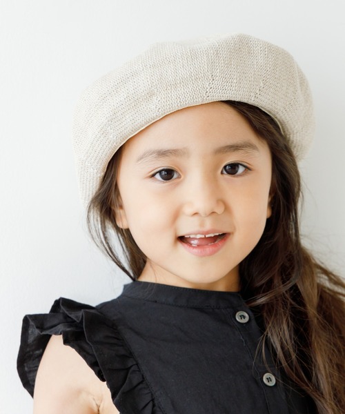 MAKE YOUR DAY(メイクユアデイ)の「サマーニットベレー帽(ハンチング/ベレー帽・キッズ・オレンジ/ブラック/ベージュ・56/54/52/50)」の6枚目の写真