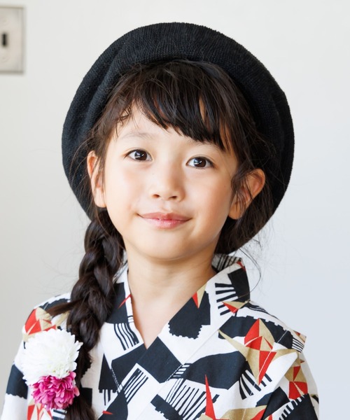 MAKE YOUR DAY(メイクユアデイ)の「サマーニットベレー帽(ハンチング/ベレー帽・キッズ・オレンジ/ブラック/ベージュ・56/54/52/50)」の4枚目の写真