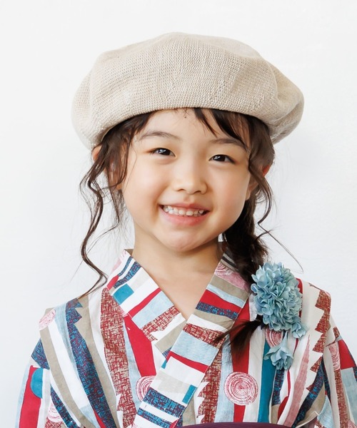 MAKE YOUR DAY(メイクユアデイ)の「サマーニットベレー帽(ハンチング/ベレー帽・キッズ・オレンジ/ブラック/ベージュ・56/54/52/50)」の7枚目の写真