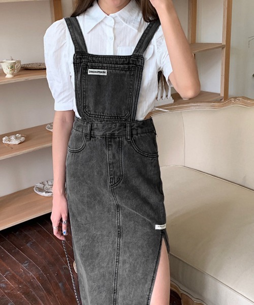 Miniministore(ミニミニストア)の「デニムジャンパースカート スリット入り(サロペット/オーバーオール・レディース・サックスブルー/チャコールグレー・XL/M/L)」の16枚目の写真
