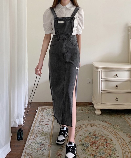 Miniministore(ミニミニストア)の「デニムジャンパースカート スリット入り(サロペット/オーバーオール・レディース・サックスブルー/チャコールグレー・XL/M/L)」の17枚目の写真