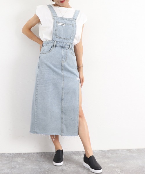 Miniministore(ミニミニストア)の「デニムジャンパースカート スリット入り(サロペット/オーバーオール・レディース・サックスブルー/チャコールグレー・XL/M/L)」の19枚目の写真