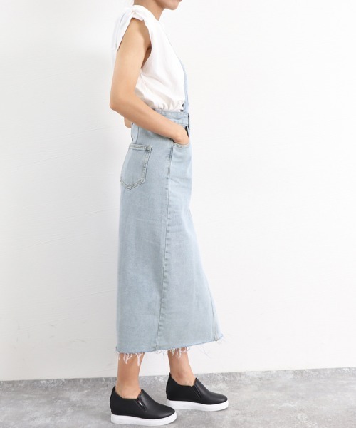 Miniministore(ミニミニストア)の「デニムジャンパースカート スリット入り(サロペット/オーバーオール・レディース・サックスブルー/チャコールグレー・XL/M/L)」の20枚目の写真