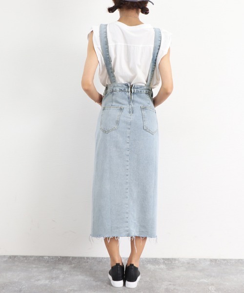 Miniministore(ミニミニストア)の「デニムジャンパースカート スリット入り(サロペット/オーバーオール・レディース・サックスブルー/チャコールグレー・XL/M/L)」の21枚目の写真