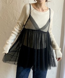 She's Closet（シーズクローゼット）の「シアーレイヤードボリュームフレアペプラムビスチェチュールキャミソールトップス【無地/ドット】（キャミソール・レディース）」