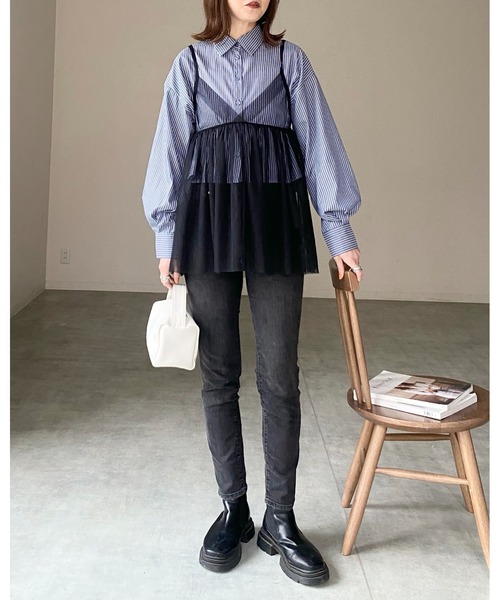 ★boohoo★ ビーチ コーデセット!! トップ ＆ スカート セット セール】カットジョーゼット トップス＆スカート【セットアップ
