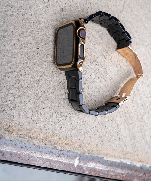 zandy(ズィーアンドワイ)の「zandy ズィーアンドワイ Apple Watch ケース&ベルトセット【ツヤハードケース】 アップルウォッチカバー& 天然樹脂ベルト //// set7(デジタル腕時計・レディース・レオパード/ホワイト×ホワイト/ブラック×ブラック/ブラウン系その他/ブルー系その他/ネイビー/グリーン/ホワイト×ネイビー・S/M)」の4枚目の写真
