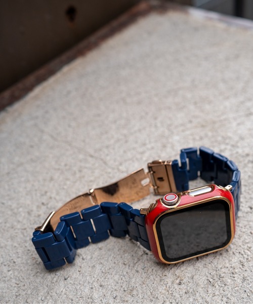 zandy(ズィーアンドワイ)の「zandy ズィーアンドワイ Apple Watch ケース&ベルトセット【ツヤハードケース】 アップルウォッチカバー& 天然樹脂ベルト //// set7(デジタル腕時計・レディース・レオパード/ホワイト×ホワイト/ブラック×ブラック/ブラウン系その他/ブルー系その他/ネイビー/グリーン/ホワイト×ネイビー・S/M)」の7枚目の写真