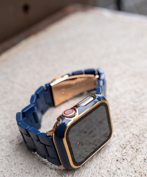 zandy(ズィーアンドワイ)の「zandy ズィーアンドワイ Apple Watch ケース&ベルトセット【ツヤハードケース】 アップルウォッチカバー& 天然樹脂ベルト //// set7(デジタル腕時計・レディース・レオパード/ホワイト×ホワイト/ブラック×ブラック/ブラウン系その他/ブルー系その他/ネイビー/グリーン/ホワイト×ネイビー・S/M)」の6枚目の写真