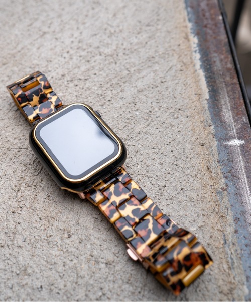 zandy(ズィーアンドワイ)の「zandy ズィーアンドワイ Apple Watch ケース&ベルトセット【ツヤハードケース】 アップルウォッチカバー& 天然樹脂ベルト //// set7(デジタル腕時計・レディース・レオパード/ホワイト×ホワイト/ブラック×ブラック/ブラウン系その他/ブルー系その他/ネイビー/グリーン/ホワイト×ネイビー・S/M)」の8枚目の写真