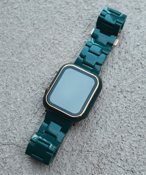 zandy(ズィーアンドワイ)の「zandy ズィーアンドワイ Apple Watch ケース&ベルトセット【ツヤハードケース】 アップルウォッチカバー& 天然樹脂ベルト //// set7(デジタル腕時計・レディース・レオパード/ホワイト×ホワイト/ブラック×ブラック/ブラウン系その他/ブルー系その他/ネイビー/グリーン/ホワイト×ネイビー・S/M)」の5枚目の写真