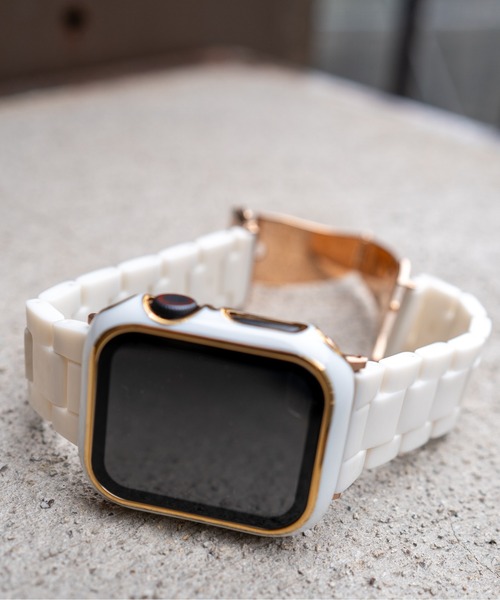 zandy(ズィーアンドワイ)の「zandy ズィーアンドワイ Apple Watch ケース&ベルトセット【ツヤハードケース】 アップルウォッチカバー& 天然樹脂ベルト //// set7(デジタル腕時計・レディース・レオパード/ホワイト×ホワイト/ブラック×ブラック/ブラウン系その他/ブルー系その他/ネイビー/グリーン/ホワイト×ネイビー・S/M)」の22枚目の写真