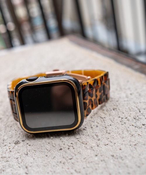 zandy(ズィーアンドワイ)の「zandy ズィーアンドワイ Apple Watch ケース&ベルトセット【ツヤハードケース】 アップルウォッチカバー& 天然樹脂ベルト //// set7(デジタル腕時計・レディース・レオパード/ホワイト×ホワイト/ブラック×ブラック/ブラウン系その他/ブルー系その他/ネイビー/グリーン/ホワイト×ネイビー・S/M)」の14枚目の写真