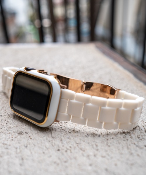 zandy(ズィーアンドワイ)の「zandy ズィーアンドワイ Apple Watch ケース&ベルトセット【ツヤハードケース】 アップルウォッチカバー& 天然樹脂ベルト //// set7(デジタル腕時計・レディース・レオパード/ホワイト×ホワイト/ブラック×ブラック/ブラウン系その他/ブルー系その他/ネイビー/グリーン/ホワイト×ネイビー・S/M)」の15枚目の写真