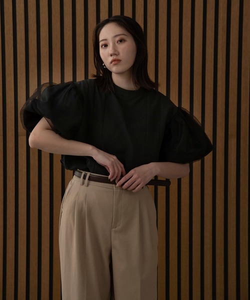 I_am（アイアム）の「tulle docking blouse / チュール