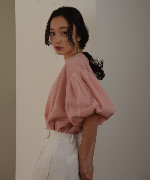 I_am（アイアム）の「tulle docking blouse / チュール