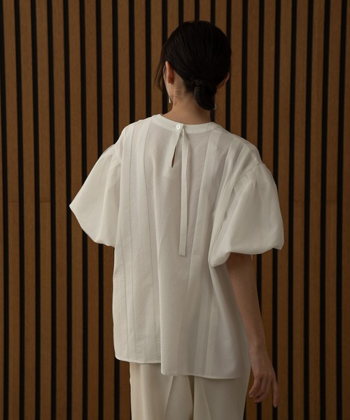 I_am（アイアム）の「tulle docking blouse / チュール