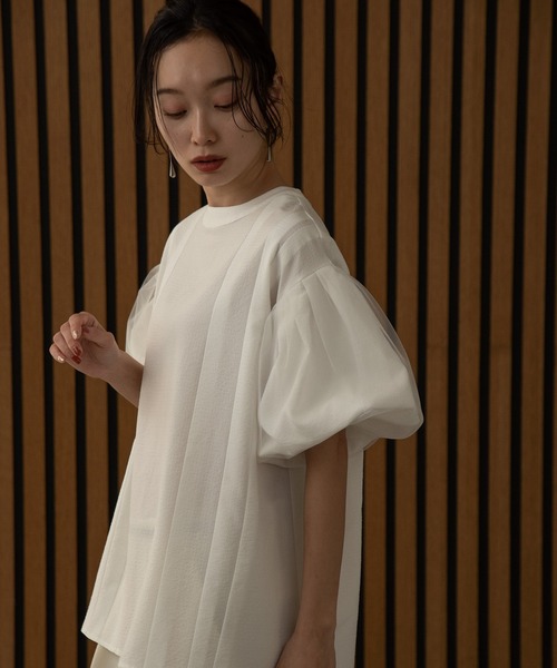 I_am（アイアム）の「tulle docking blouse / チュール