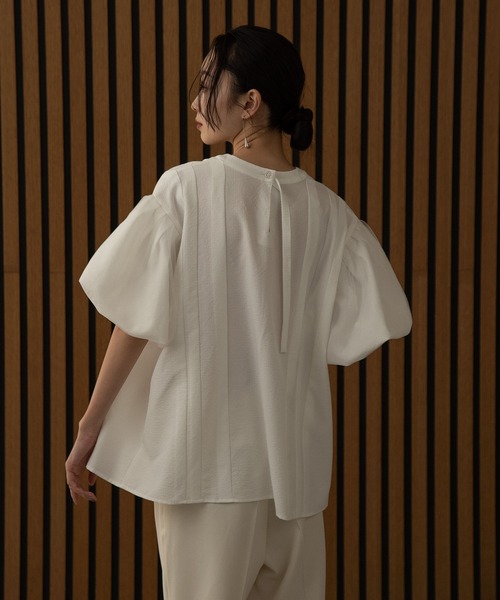 I_am（アイアム）の「tulle docking blouse / チュール