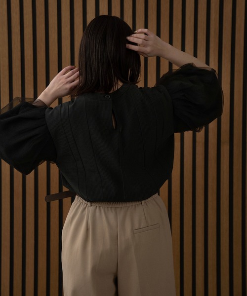 POPPY チュールドッキングブラウス セール】tulle docking blouse / チュールドッキングブラウス
