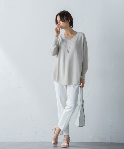LAUTREAMONT(ロートレアモン)の「ステファニーダブルクロスパンツ≪ストレッチ/洗える/シワになりにくい≫(スラックス・レディース・ベージュ/ホワイト/ブラック・9号/11号/7号)」の10枚目の写真