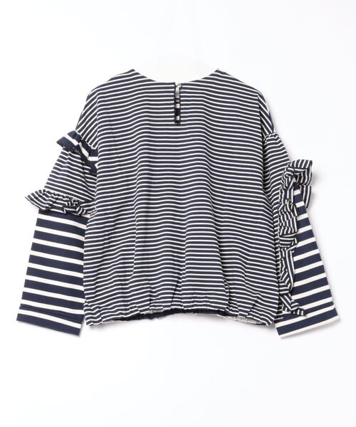 tシャツ  「RehersalL/リハーズオール」ボーダーフリルスリーブプルオーバー　WT1042 レディース ☆ 【RehersalL/リハーズオール】ボーダーフリルスリーブプル