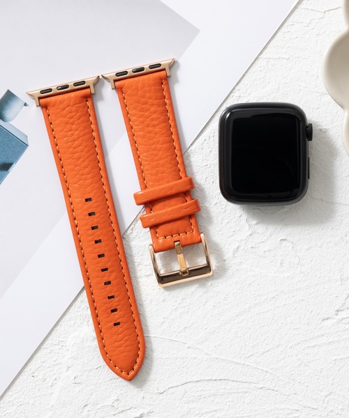 emonique(エモニーク)の「本革レザー Apple Watch バンド スマートウォッチバンド【38/40/41/42/44/45/49mm対応】(デジタル腕時計・レディース・ダークグレー/オレンジ/ホワイト/ピンク・42/38)」の4枚目の写真