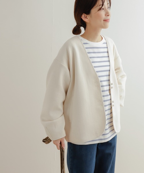 URBAN RESEARCH DOORS（アーバンリサーチドアーズ）の「キルトVネックジャケット（その他アウター・レディース・アイボリー/チャコールグレー・MEDIUM）」の8枚目の写真