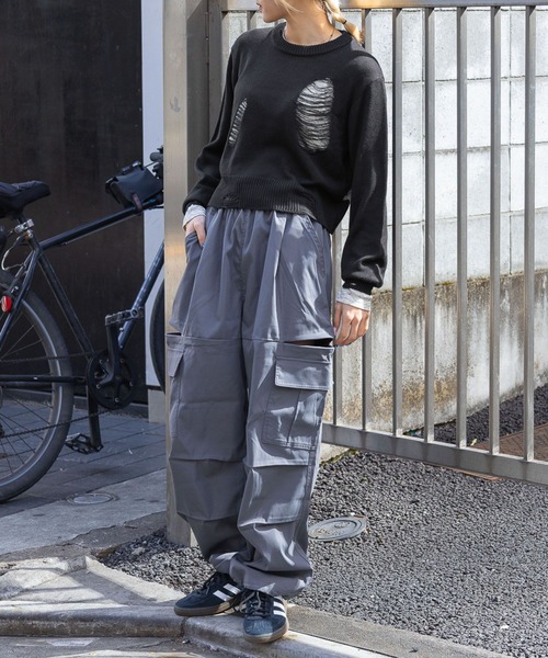 3.3 Field Trip （3.3フィールドトリップ）の「3.3 Field Trip／ダメージニットプルオーバー 2105724（ニット/セーター・レディース・ブラック/ホワイト・FREE）」の3枚目の写真