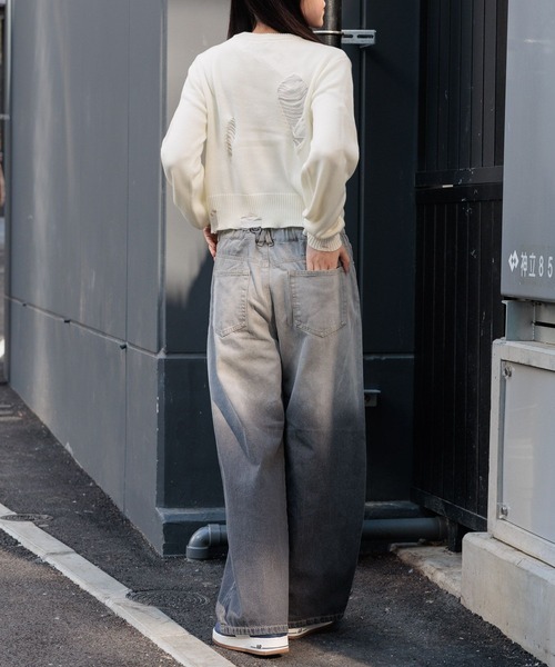 3.3 Field Trip （3.3フィールドトリップ）の「3.3 Field Trip／ダメージニットプルオーバー 2105724（ニット/セーター・レディース・ブラック/ホワイト・FREE）」の13枚目の写真