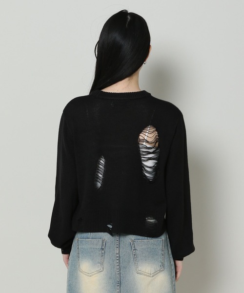 3.3 Field Trip （3.3フィールドトリップ）の「3.3 Field Trip／ダメージニットプルオーバー 2105724（ニット/セーター・レディース・ブラック/ホワイト・FREE）」の20枚目の写真