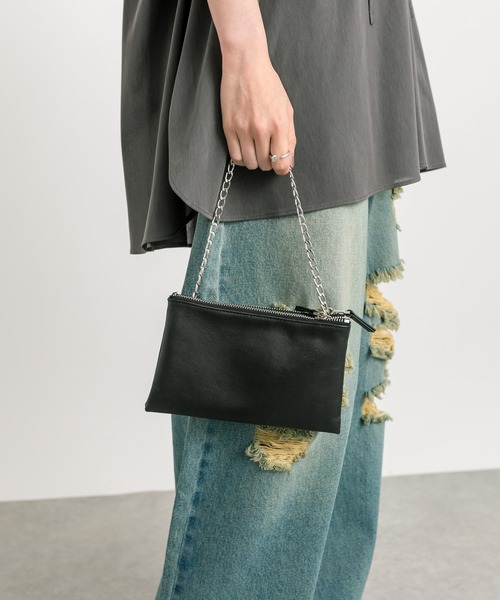 RIVE DROITE(リヴドロワ)の「レザーマルチポシェット(ショルダーバッグ・レディース・ブラック/シルバー・FREE)」の3枚目の写真