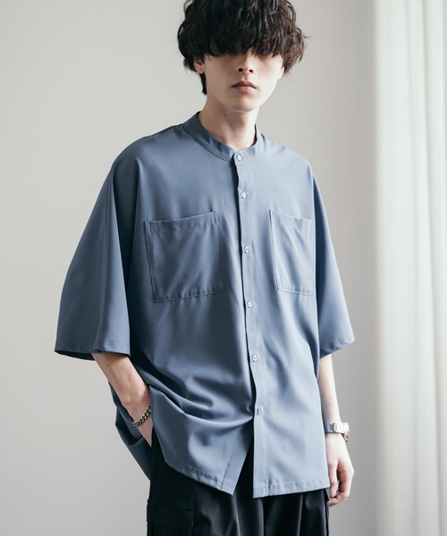 Rocky Monroe(ロッキーモンロー)の「接触冷感オーバーサイズバンドカラードルマンシャツ(シャツ/ブラウス・メンズ・ホワイト/チャコール/ブラック/ブルー・XL/L/M)」の21枚目の写真